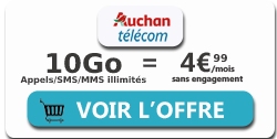 forfait illimite 10Go Auchan Telecom