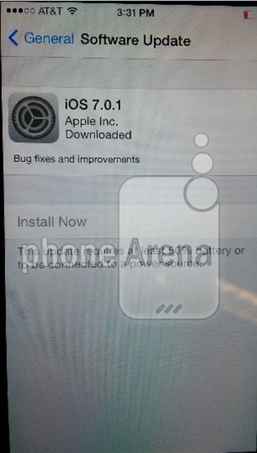 iOS 7 : la mise à jour iOS 7.0.1 déjà dans la nature, mais pas pour tout le monde