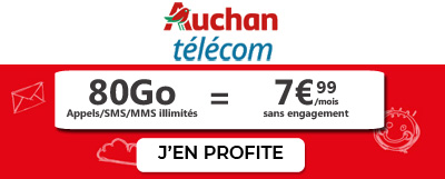 Forfait Auchan 80Go en promotion a moins de 10 euros