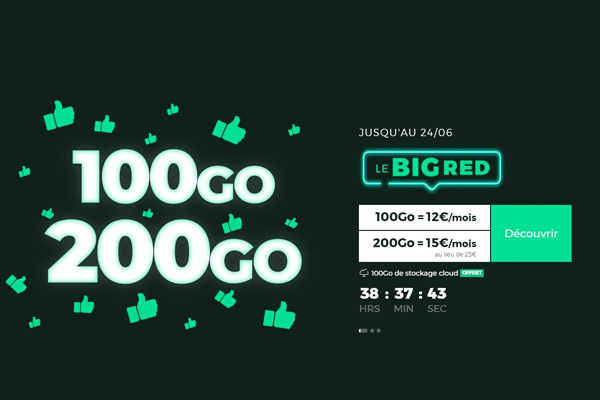 Retour de la promotion BIG RED : de 5Go à 200Go d'Internet dès 5€ pendant 2 jours