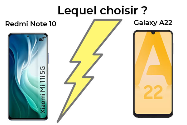 Samsung Galaxy A22 contre Xiaomi Redmi note 10, lequel est le meilleur ?