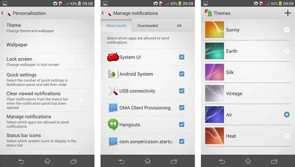 Sony Xperia Z2 : UI