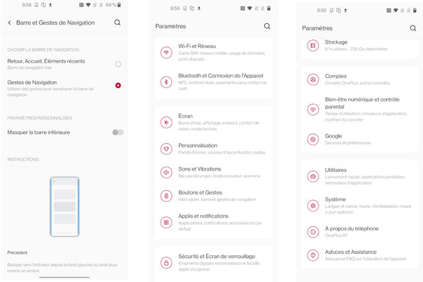 Paramètres du OnePlus 8T