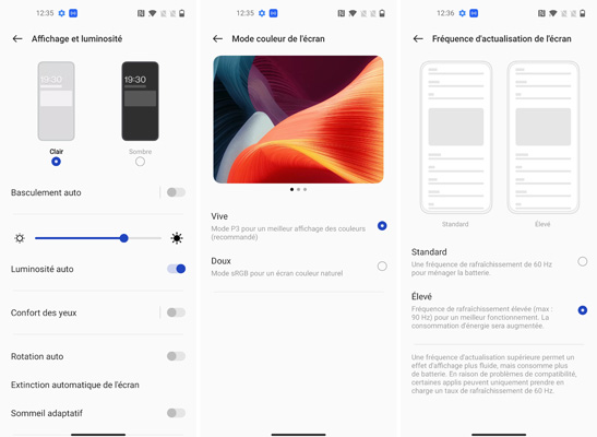 Paramètres écran du OnePlus Nord CE 2 5G