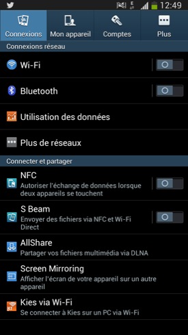 Samsung Galaxy Mega 6.3 paramètres