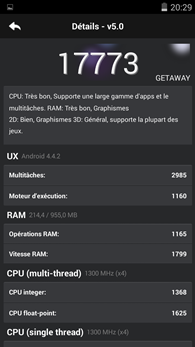 Wiko Getaway : AnTuTu