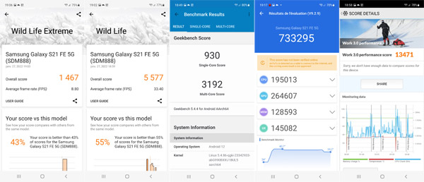 Résultats des tests de performance du Samsung Galaxy S21 FE