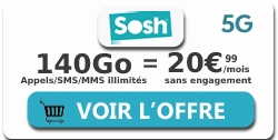 forfait SOSH 5G 140Go