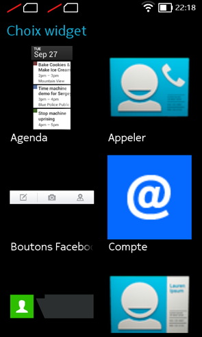 Nokia X : widgets