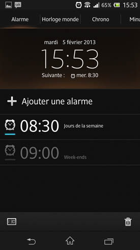 Sony Xperia Z alarme