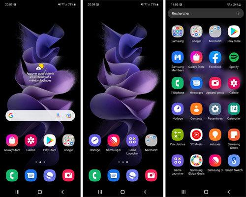 Interface du Samsung Galaxy Z Flip 3