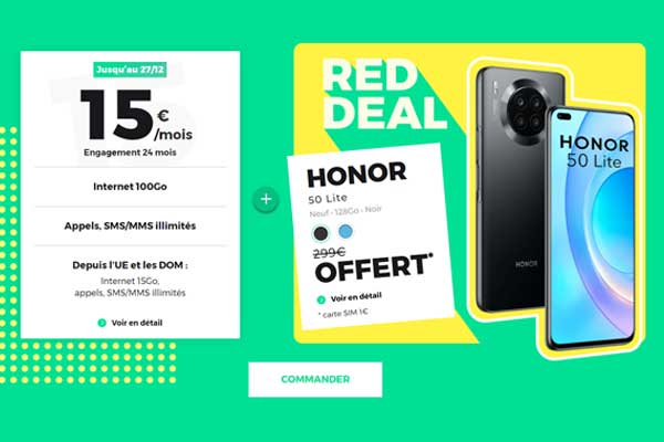 Nouveau RED DEAL : le Honor 50 Lite offert avec un forfait mobile en promotion !