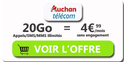 promo forfait auchan Telecom 20Go