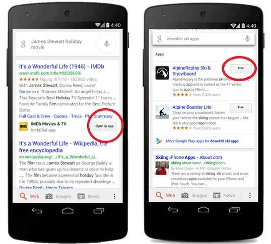Recherche Google peut désormais renvoyer vers des applications tierces