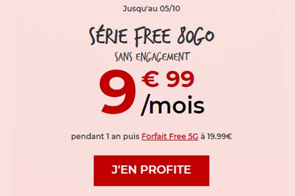 La promo forfait mobile 80Go à 9.99€ de Free Mobile à saisir avant minuit