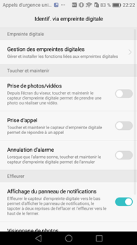 Huawei P9 Lite : réglages lecteur d'empreintes