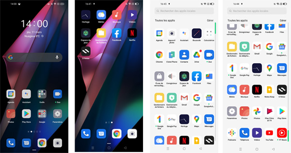 Ecran accueil et application de l'Oppo Find X3 Pro