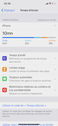 Apple iPhone XS temps d'écran