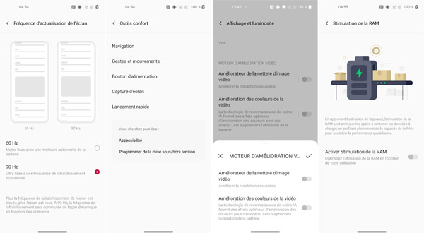 Paramètre de l'écran du OnePlus Nord 2