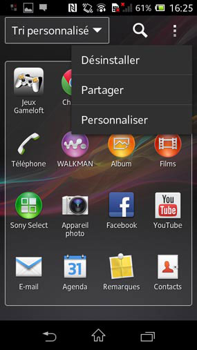 Sony Xperia L : interface utilisateur