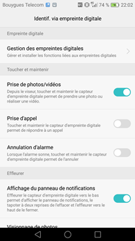 Honor 8 : fonctions associées au lecteur d'empreinte
