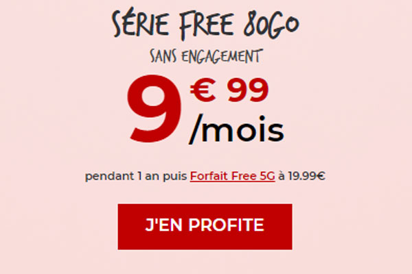 Forfait pas cher : La série Free 80Go passe à 9,99€/mois chez Free Mobile !