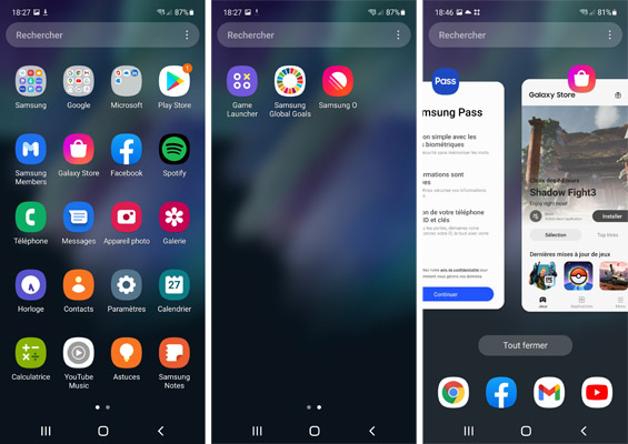 Suite interface du Samsung Galaxy S21 FE