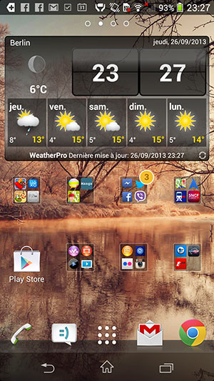 Sony Xperia Z1 : homescreen