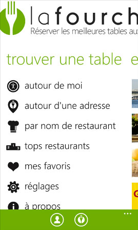 L'application LaFourchette.com disponible sur Windows Phone