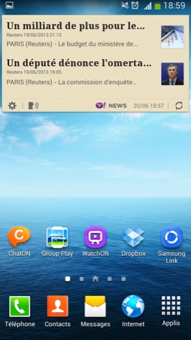 Samsung Galaxy Mega 6.3 widget