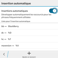 BlackBerry Classic : raccourcis clavier pour les mots