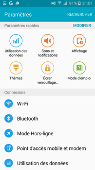 Samsung Galaxy A3 (2016) : paramètres
