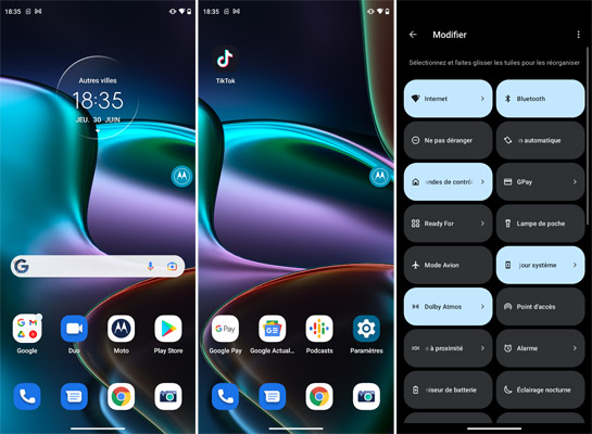 Interface du Motorola edge 30