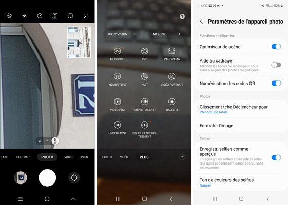 Paramètres caméra du Samsung Galaxy S21 FE