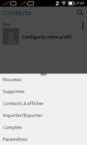 Nokia X : menu contextuel