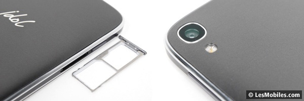 Alcatel OneTouch Idol 3 : tiroir et appareil photo