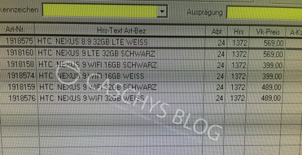 Prix Nexus 9
