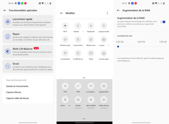 Suite des paramètres du OnePlus 10 Pro