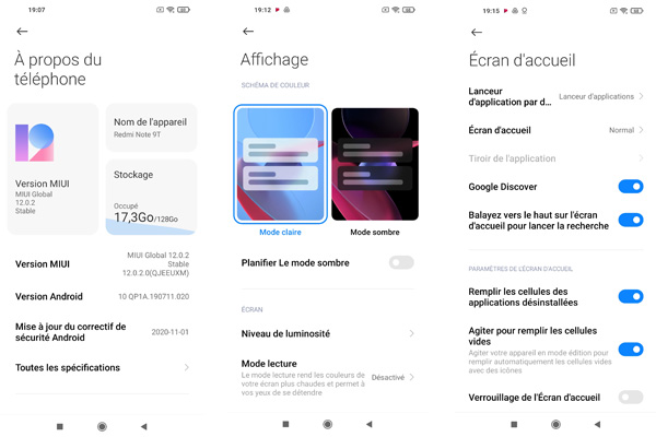 Paramètre Xiaomi Redmi NOte 9T 5G