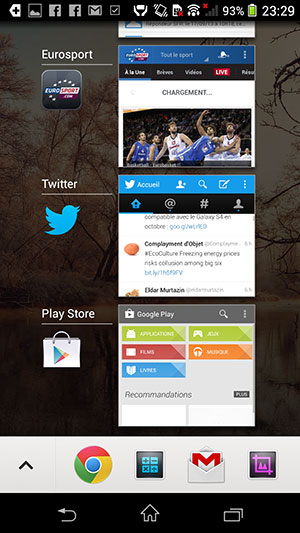 Sony Xperia Z1 : interface utilisateur