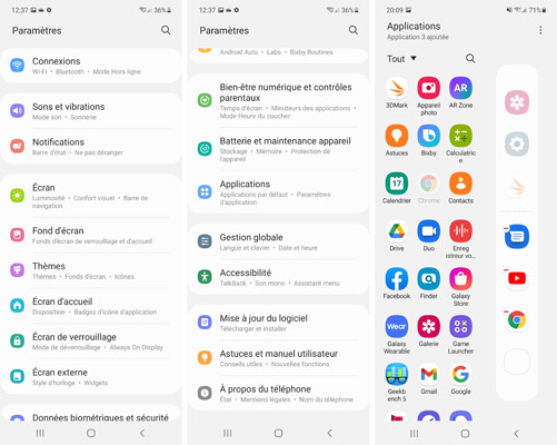 Paramètres du Samsung Galaxy Z Flip 3