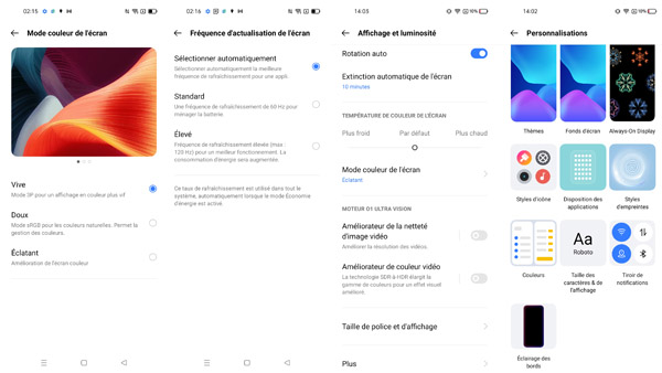 Paramètres d'affichage du realme GT
