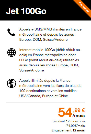 Forfait Orange Jet 100 Go
