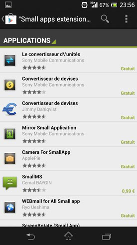 Sony Xperia SP : micro-applications