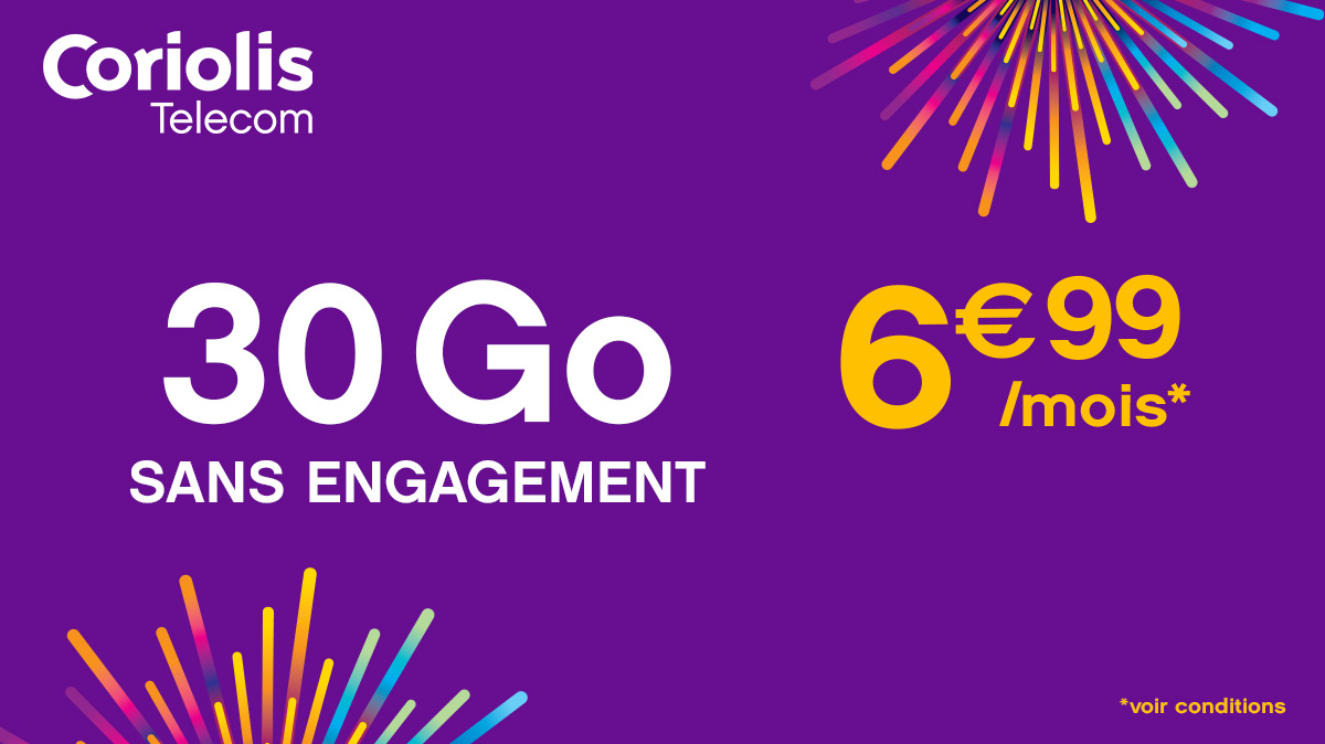 Bon plan : ce forfait mobile 30 Go est à 6.99€ par mois sans engagement et sans condition de durée