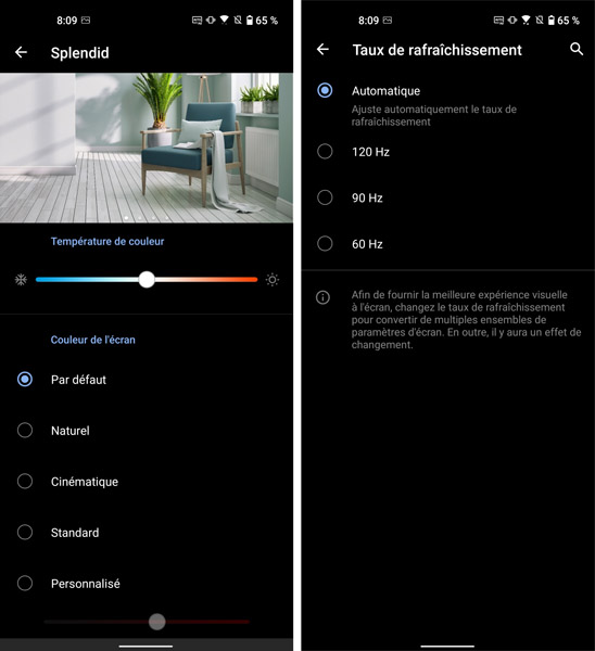 Interface écran Zenfone 8