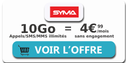 Forfait mobile SYMA 10 Go