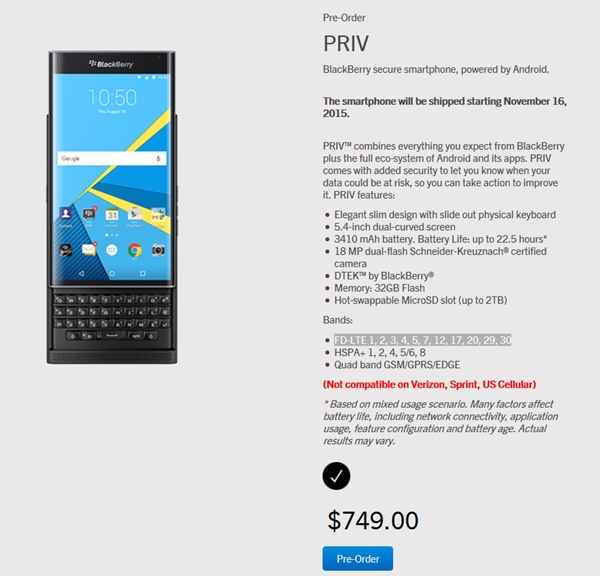 Le BlackBerry Priv fait une apparition surprise dans la boutique officielle