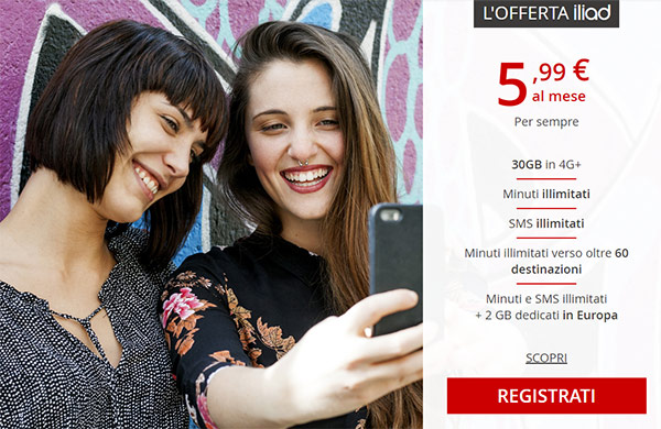 Iliad (Free) se lance en Italie avec un forfait mobile à 5,99 euros