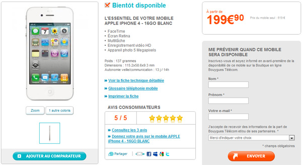 L'iPhone 4 blanc dès le mois prochain ?
